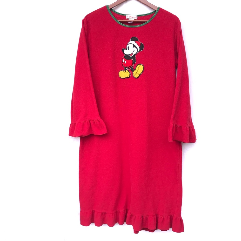 Disney Mickey Mouse Red Felt Night Gown Christmas